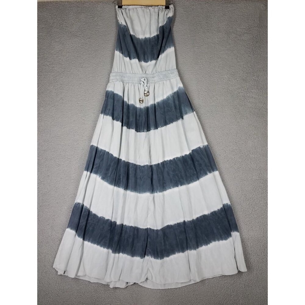 Gypsy 05 Maxi Dress Women's XS Gray Silk Strapless Elastic Waist Boho Hippie